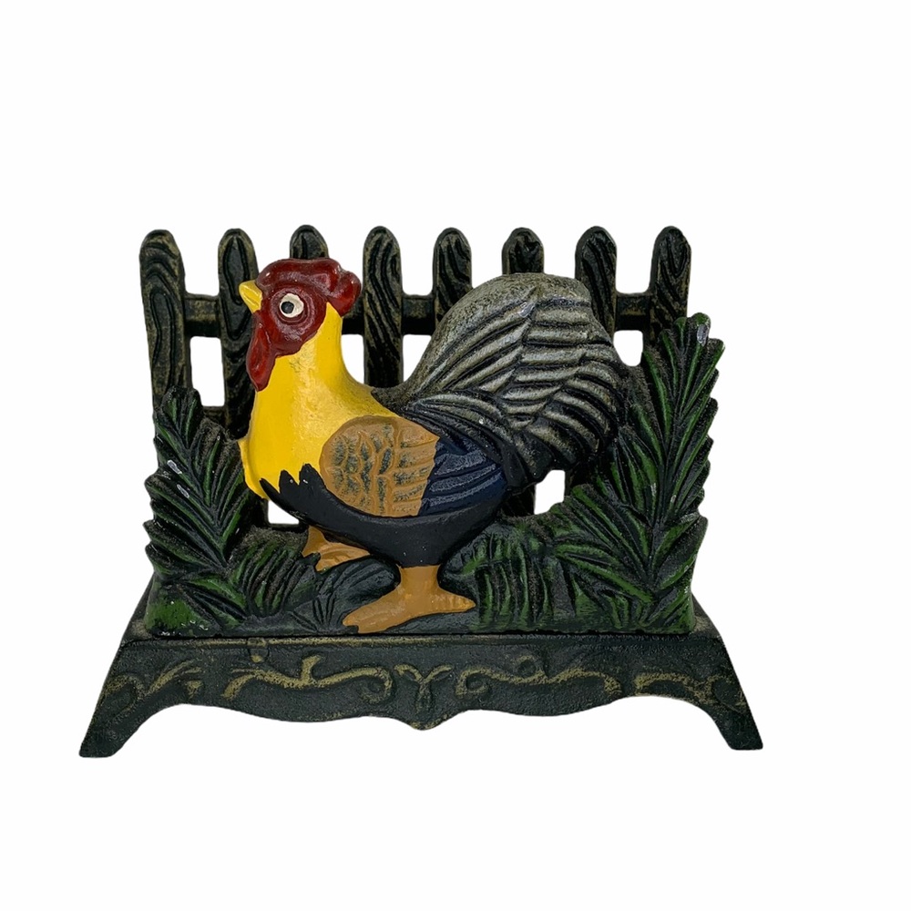 napkin holder cast iron rooster chicken Farmhouse